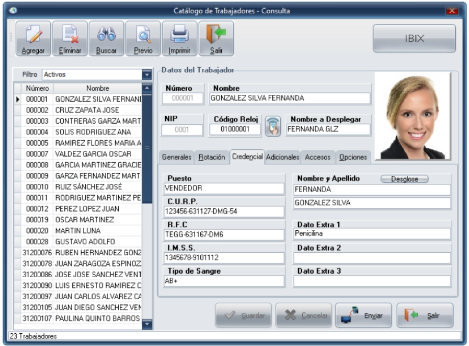 Catálogo de Trabajadores - Credencial