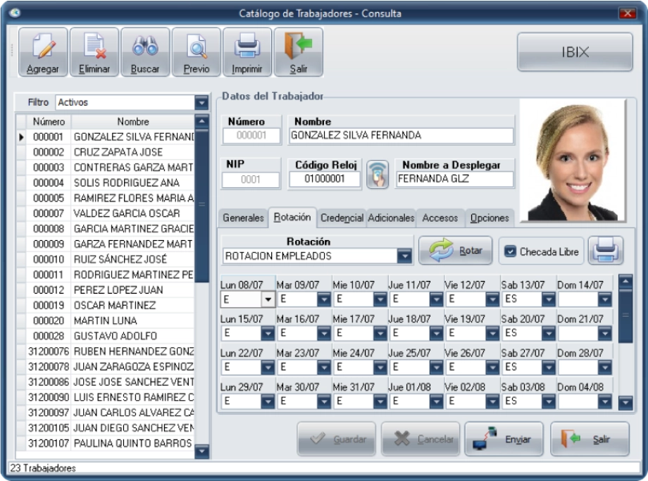 Catálogo de Trabajadores - Rotación